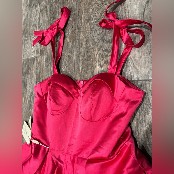 Pink Satin Midi Dress - Picture 5 of 5